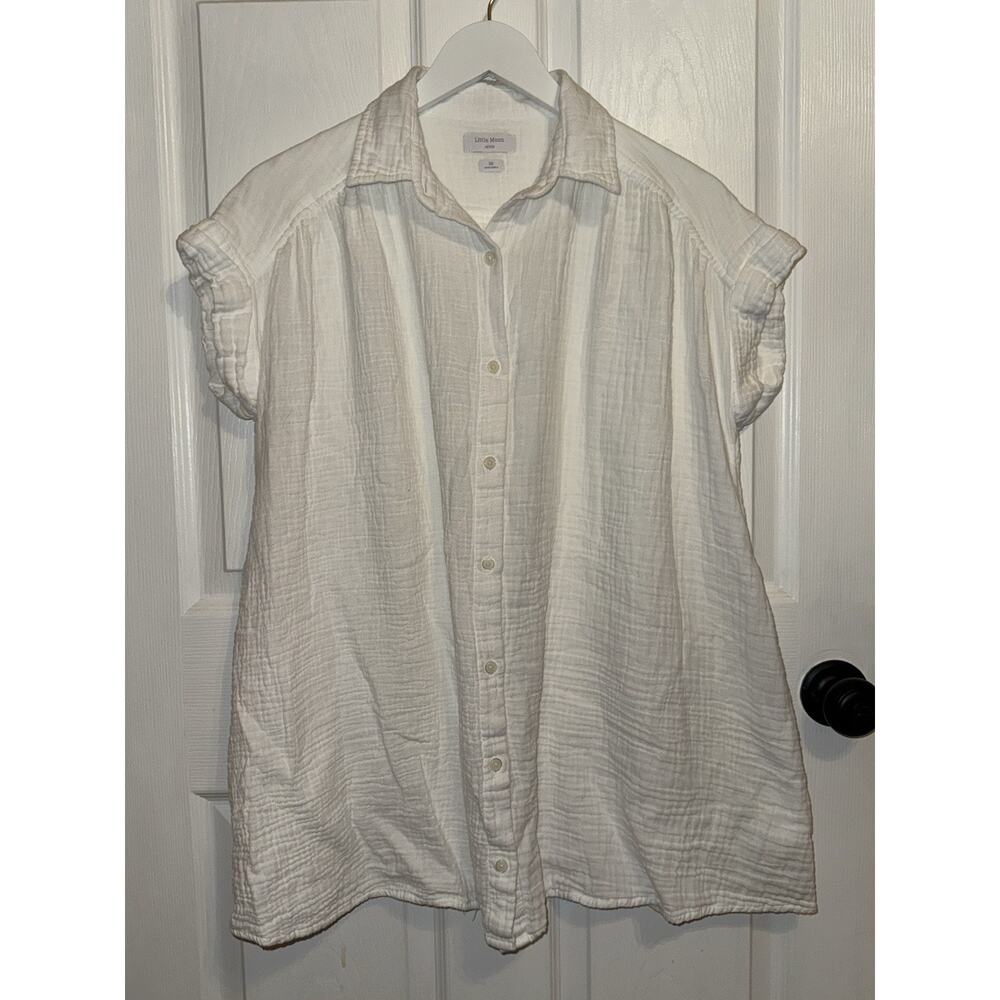 Aritzia Little Moon Women’s Oversized Boxy White Gauze Button Up Shirt XS